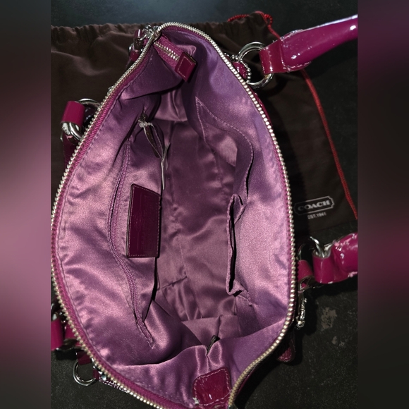 Coach Purple Shoulder Bag with Glossy Finish - Picture 11 of 15